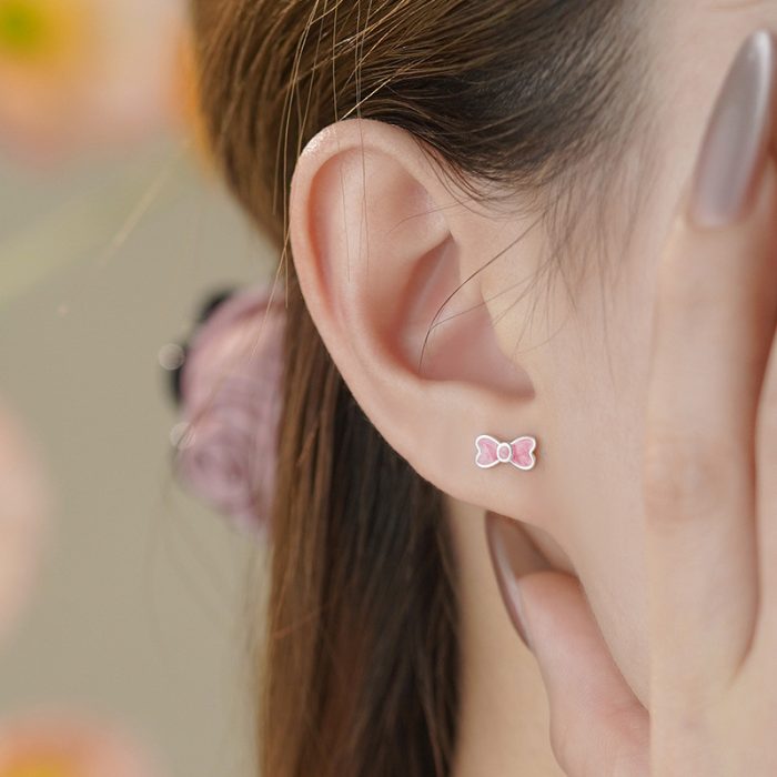 999 Fine Silver Bow Stud Earrings - Image 6