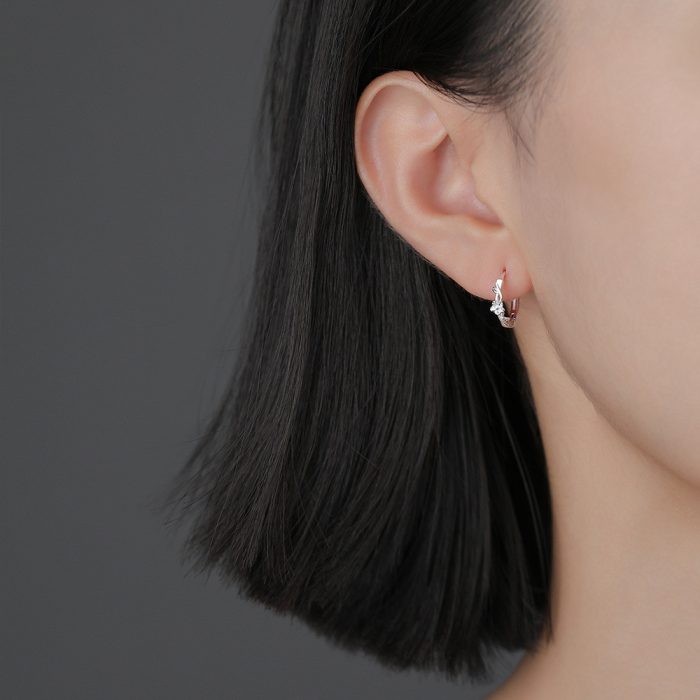 999 Fine Silver Fresh Forest Wrapped Flower Hoop Earrings - Image 2
