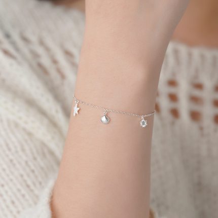 999 Fine Silver Girly Starfish Shell Bracelet - Image 4