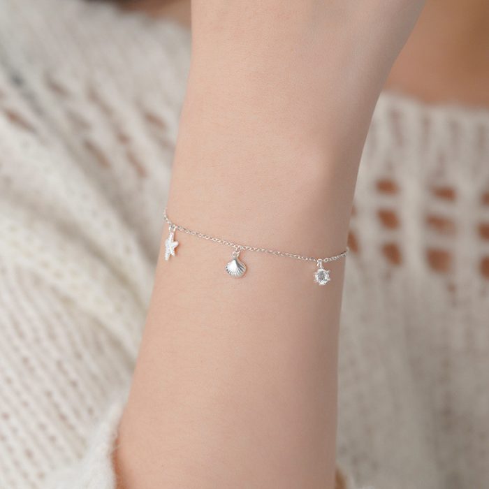 999 Fine Silver Girly Starfish Shell Bracelet - Image 4