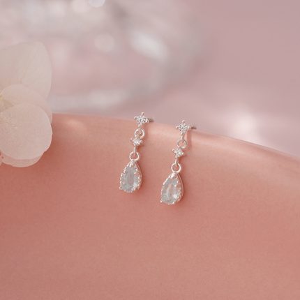 999 Fine Silver Personalized Teardrop CZ Stud Earrings - Image 3