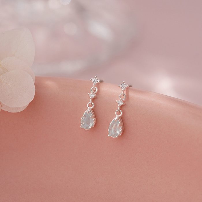 999 Fine Silver Personalized Teardrop CZ Stud Earrings - Image 3