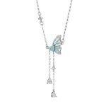 999 Fine Silver Glow-in-the-Dark Butterfly Heart Tassel Necklace