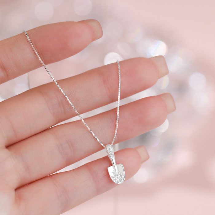925 Sterling Silver Light Luxury Shovel Necklace - Image 3