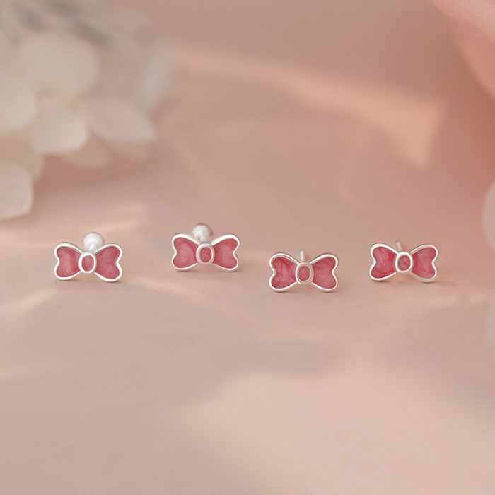 999 Fine Silver Bow Stud Earrings - Image 5