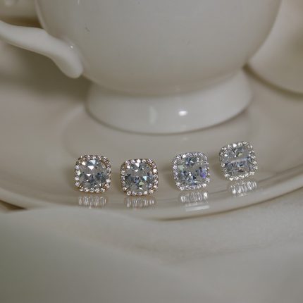 925 Sterling Silver Square CZ Stud Earrings - Image 5
