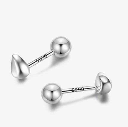 999 Fine Silver Polished Ball Stud Earrings - Image 5