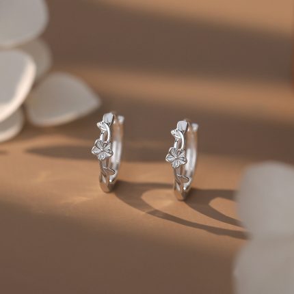 999 Fine Silver Fresh Forest Wrapped Flower Hoop Earrings - Image 5
