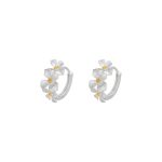 999 Fine Silver New Chinese Style Gardenia Stud Earrings