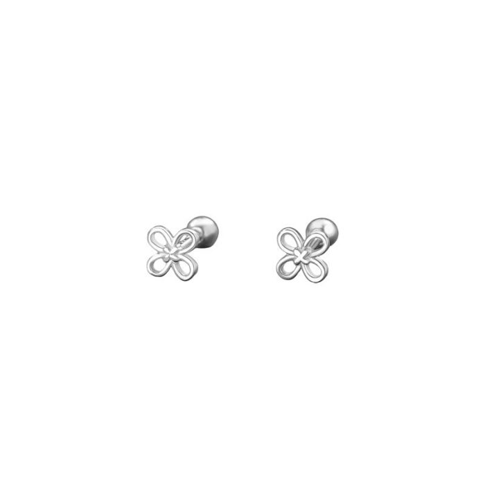999 Fine Silver Four Leaf Clover Screw Back Earrings - Image 6