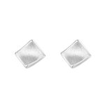 999 Fine Silver Brushed Rhombus Stud Earrings