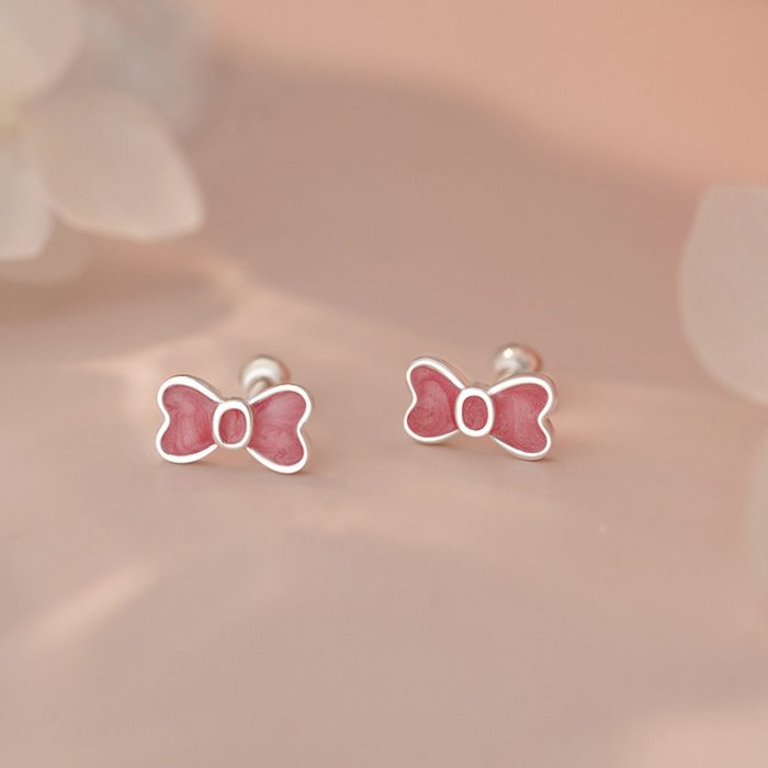 999 Fine Silver Bow Stud Earrings - Image 4
