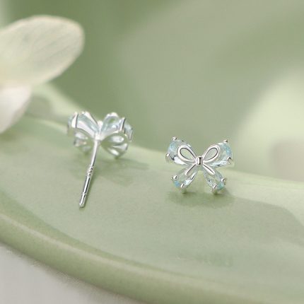 925 Sterling Silver Bow Stud Earrings - Image 6