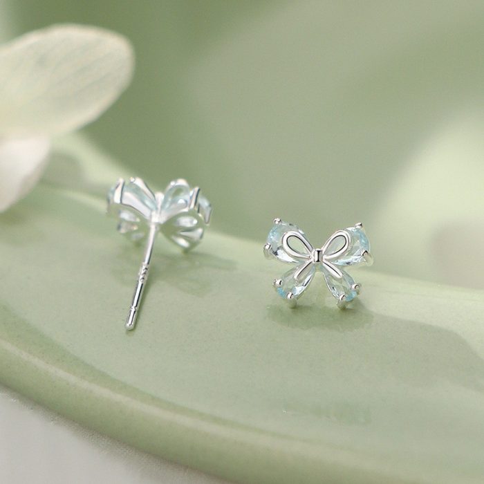 925 Sterling Silver Bow Stud Earrings - Image 6