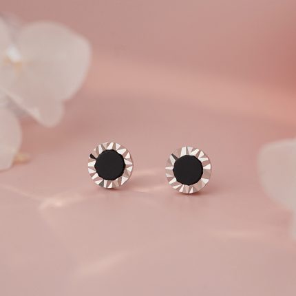 999 Fine Silver Black Onyx Stud Earrings - Image 6