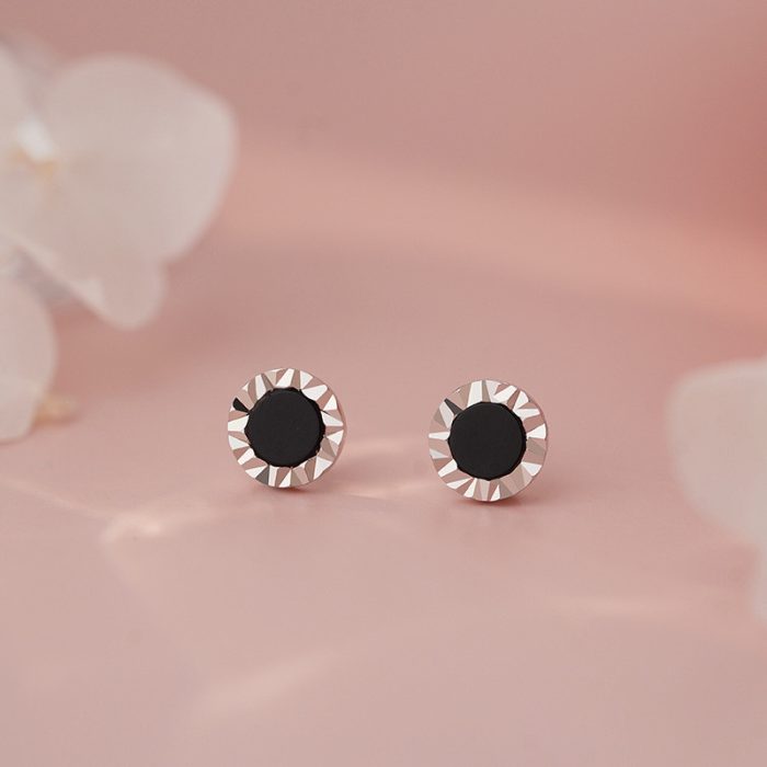 999 Fine Silver Black Onyx Stud Earrings - Image 6