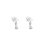 999 Fine Silver Tetragram CZ Stud Earrings