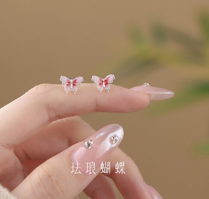 999 Fine Silver Butterfly Screw Back Earrings - Image 5