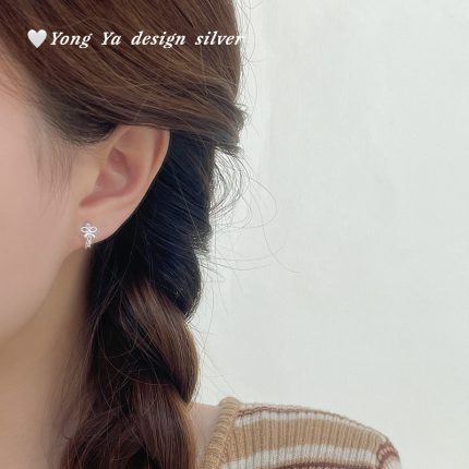 925 Sterling Silver Hollow Bow Hoop Earrings - Image 6