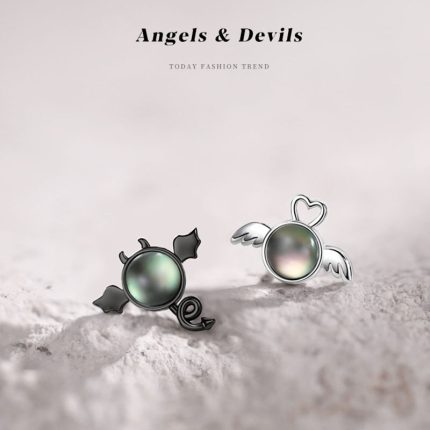 925 Sterling Silver Angel and Devil Unique Design Stud Earrings - Image 3