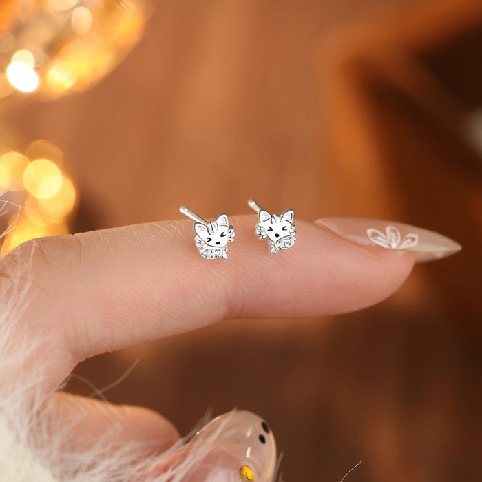 999 Fine Silver Cat Fish Stud Earrings - Image 6