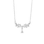 999 Fine Silver Exquisite Leaf Teardrop CZ Necklace