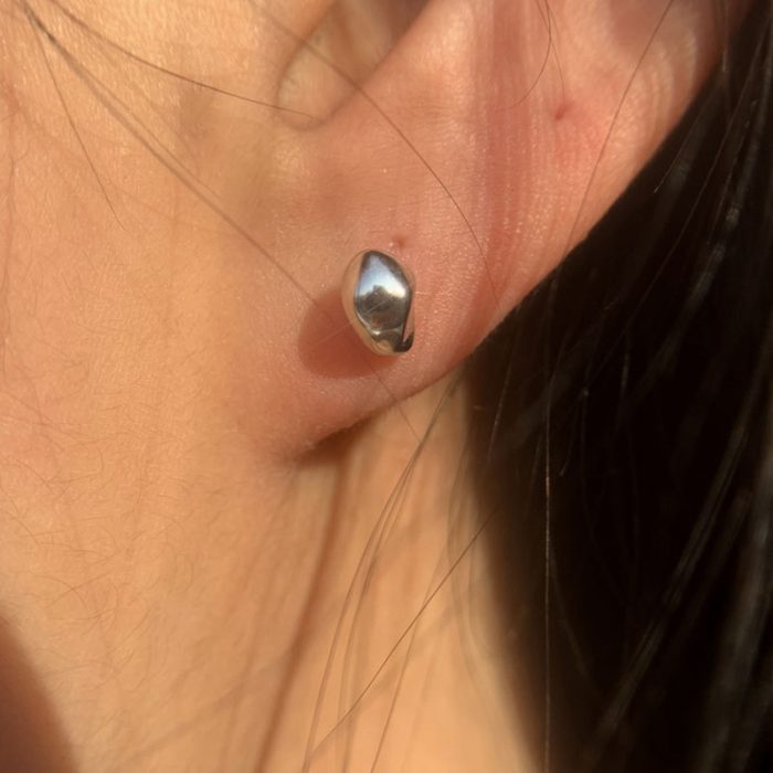 925 Sterling Silver Meteorite Small Stud Earrings - Image 2