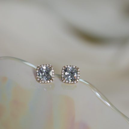 925 Sterling Silver Square CZ Stud Earrings - Image 4
