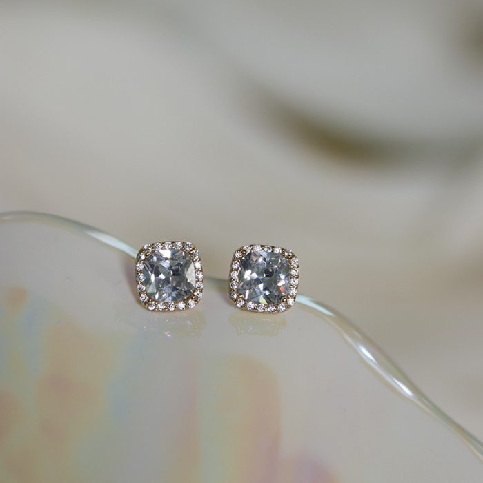 925 Sterling Silver Square CZ Stud Earrings - Image 4