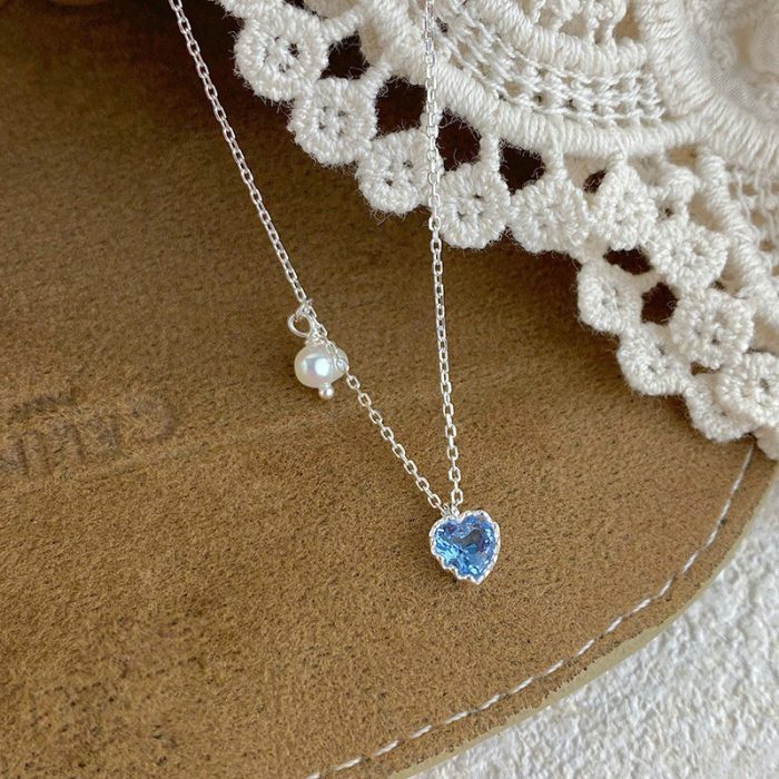 925 Sterling Silver Light Luxury Heart Pearl Necklace - Image 6