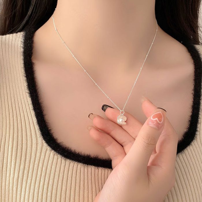 925 Sterling Silver Shell Pearl Necklace - Image 5