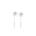 999 Fine Silver Snowflake Threader Earrings