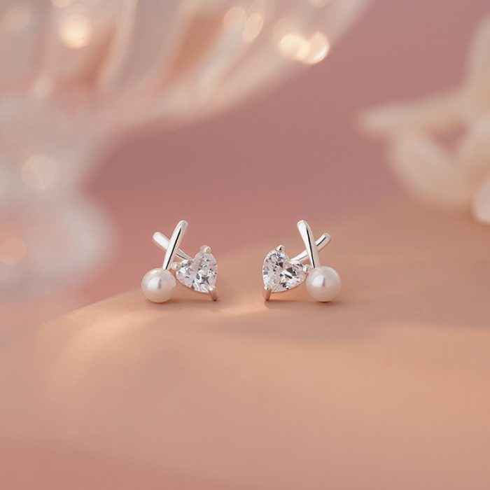 999 Fine Silver Pearl Cross Stud Earrings - Image 6