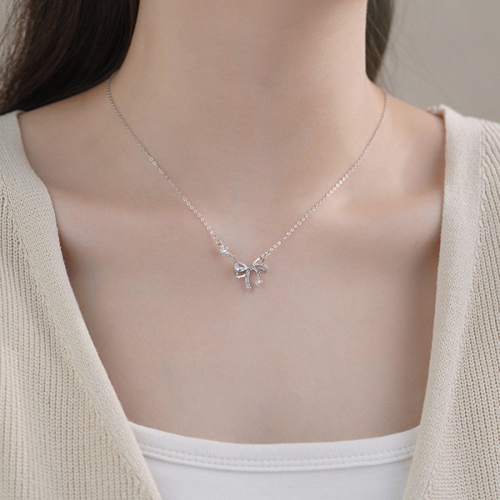 999 Fine Silver Bow Necklace - Image 2