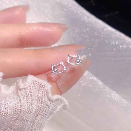 999 Fine Silver Cat Stud Earrings - Image 5