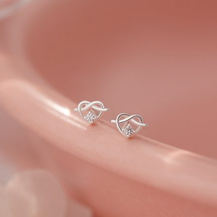 925 Sterling Silver Cute Cookie Heart Stud Earrings - Image 5