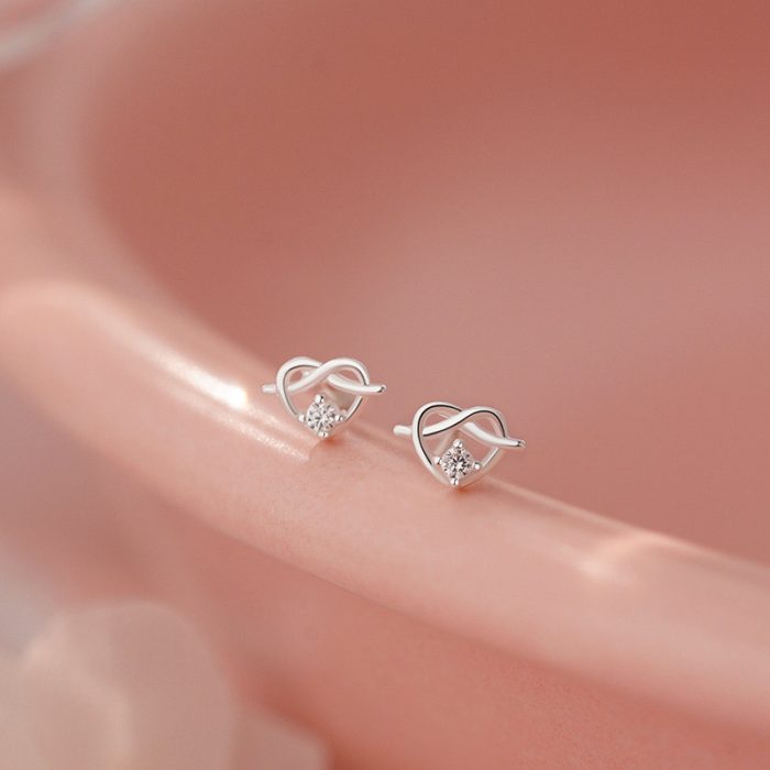 925 Sterling Silver Cute Cookie Heart Stud Earrings - Image 5