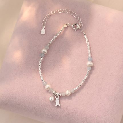 925 Sterling Silver Fish Pearl Bracelet - Image 5