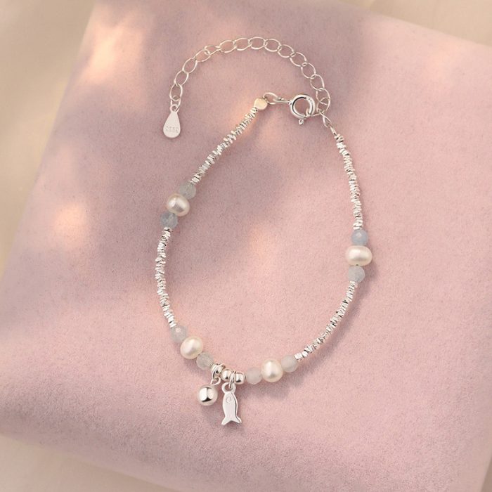 925 Sterling Silver Fish Pearl Bracelet - Image 5