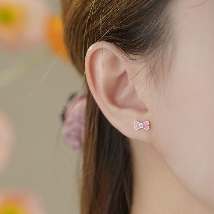 999 Fine Silver Bow Stud Earrings - Image 2