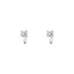 999 Fine Silver Korean Style Cat Enamel Back Hanging Earrings