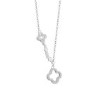 925 Sterling Silver Fresh Hollow Four Leaf Flower Necklace