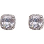 925 Sterling Silver Square CZ Stud Earrings