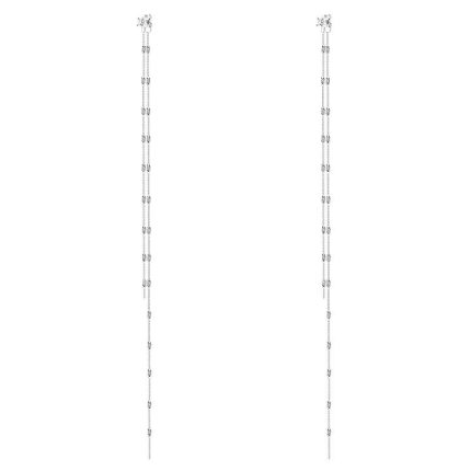 925 Sterling Silver Face Slimming Korean Elegant Long Tassel Sequin Stud Earrings - Image 3