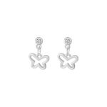 925 Sterling Silver Exquisite CZ Butterfly Small Tassel Hoop Earrings