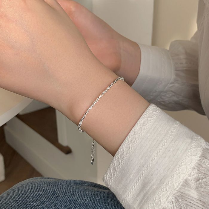 925 Sterling Silver Broken Silver Bracelet - Image 2
