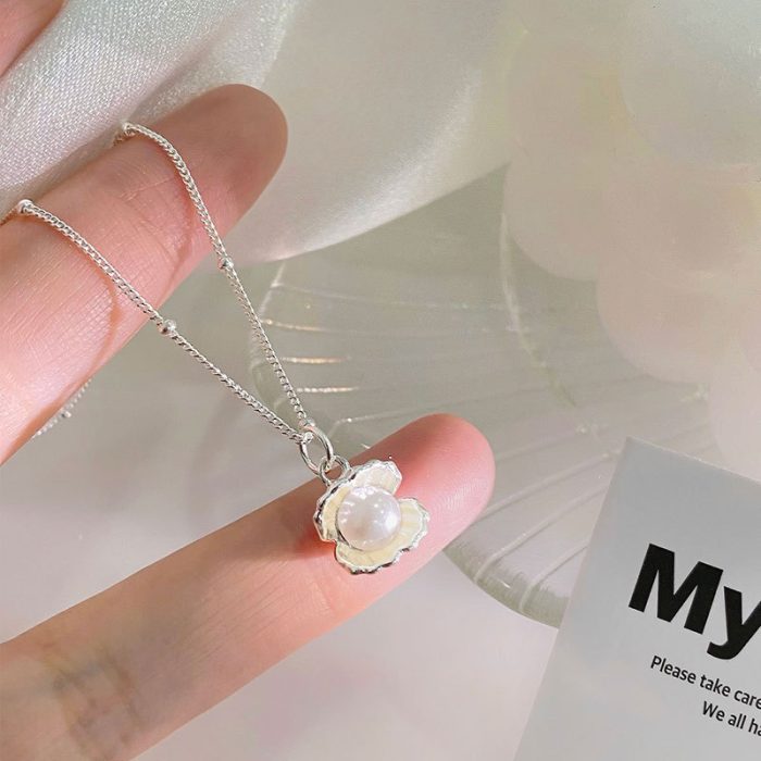 925 Sterling Silver Shell Pearl Necklace - Image 4