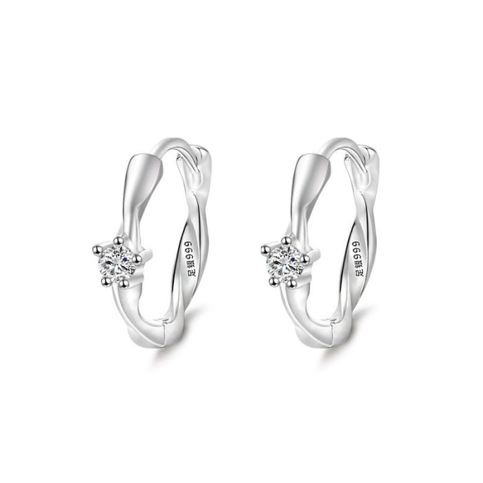 999 Fine Silver CZ Möbius Hoop Earrings - Image 4