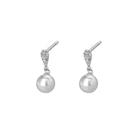 999 Fine Silver Needle Exquisite Elegant Pearl Stud Earrings