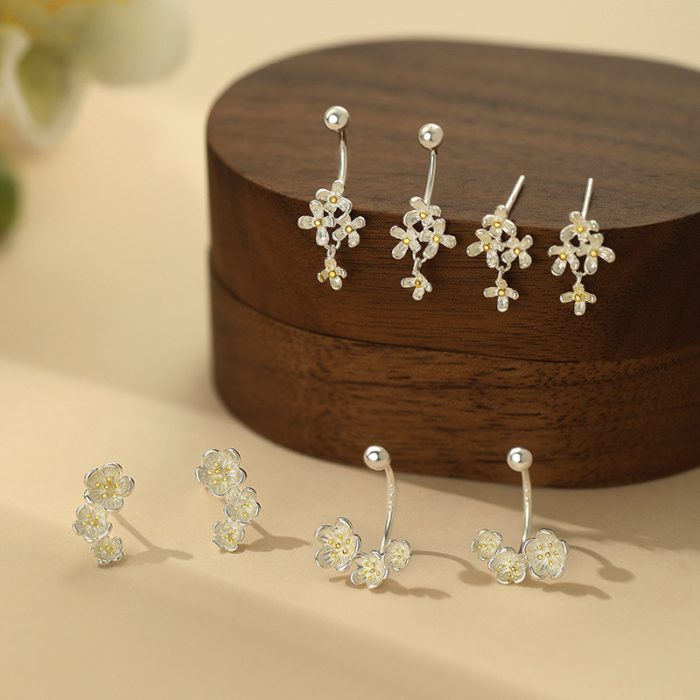 999 Fine Silver Elegant Vintage Bloom Stud Earrings - Image 5